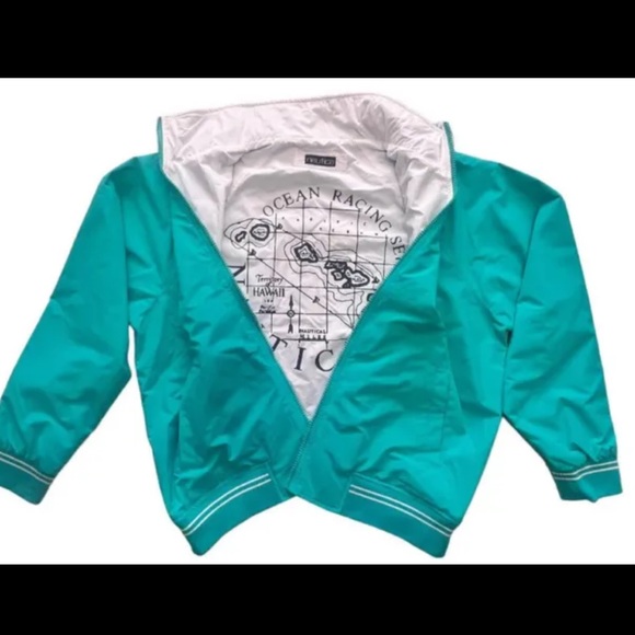 Nautica Reversible Jacket Ocean Racing Series Men’s Medium White Green Teal $188 - Picture 4 of 15